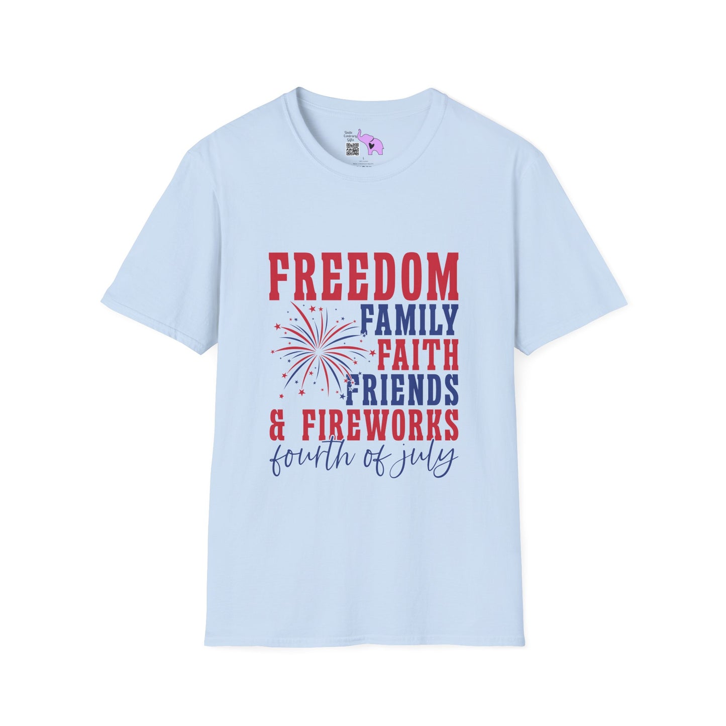 Freedom Family Faith Friends Fireworks 4th of July T-shirt