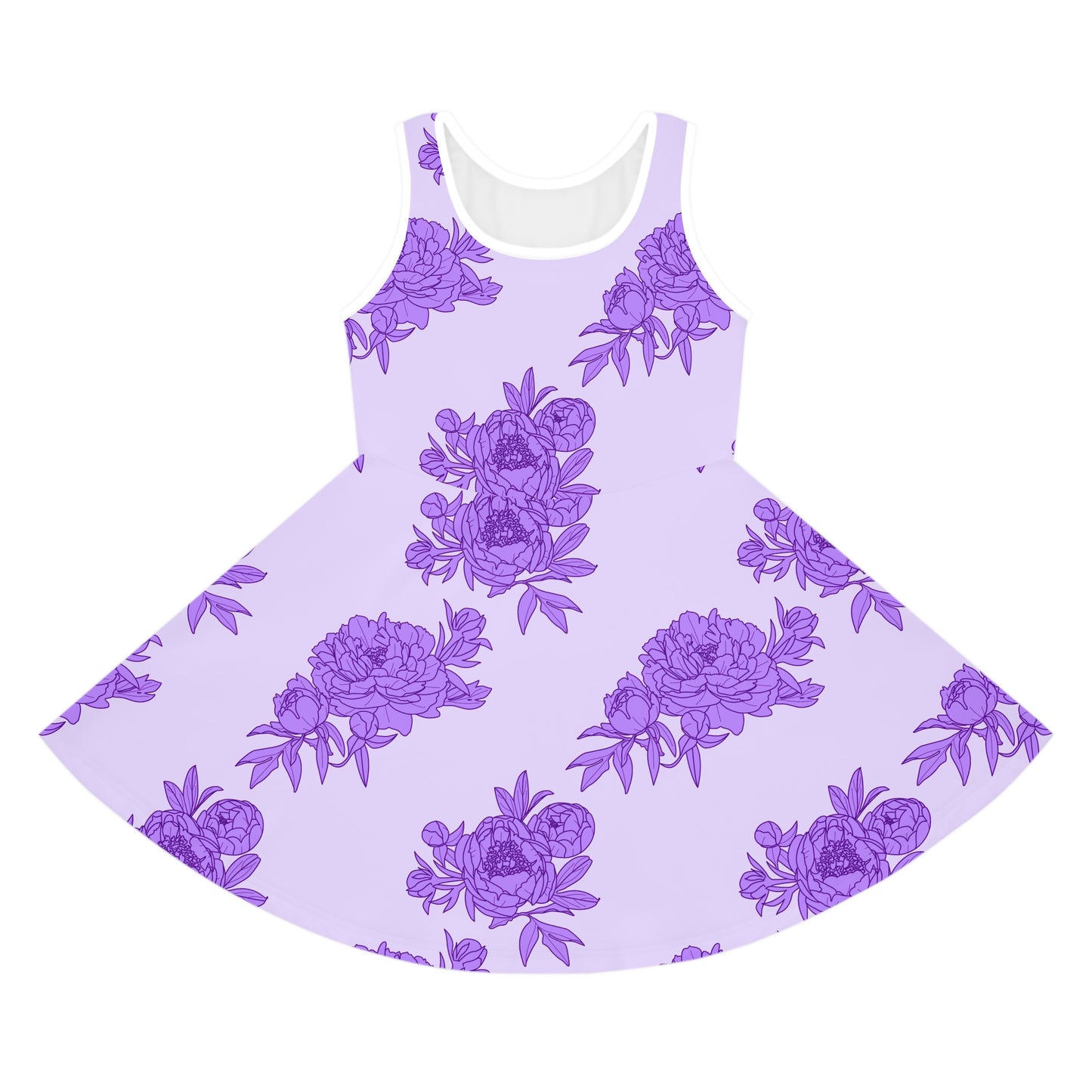 Royal Orchid Peonies Girls' Sleeveless Sundress