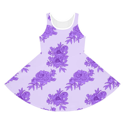 Royal Orchid Peonies Girls' Sleeveless Sundress