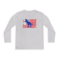 Distressed Patriotic T-Rex Youth Long Sleeve Tee