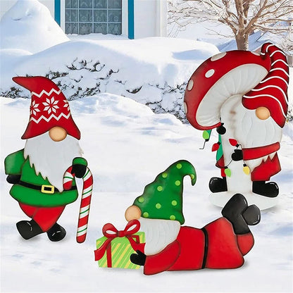 Christmas Gnome Metal Lawn Decor