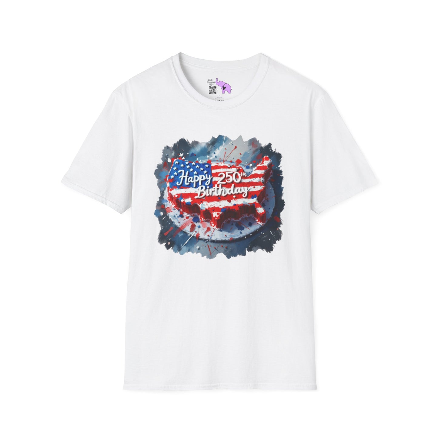 America-Shaped Happy 250th Birthday Cake Adult T-shirt