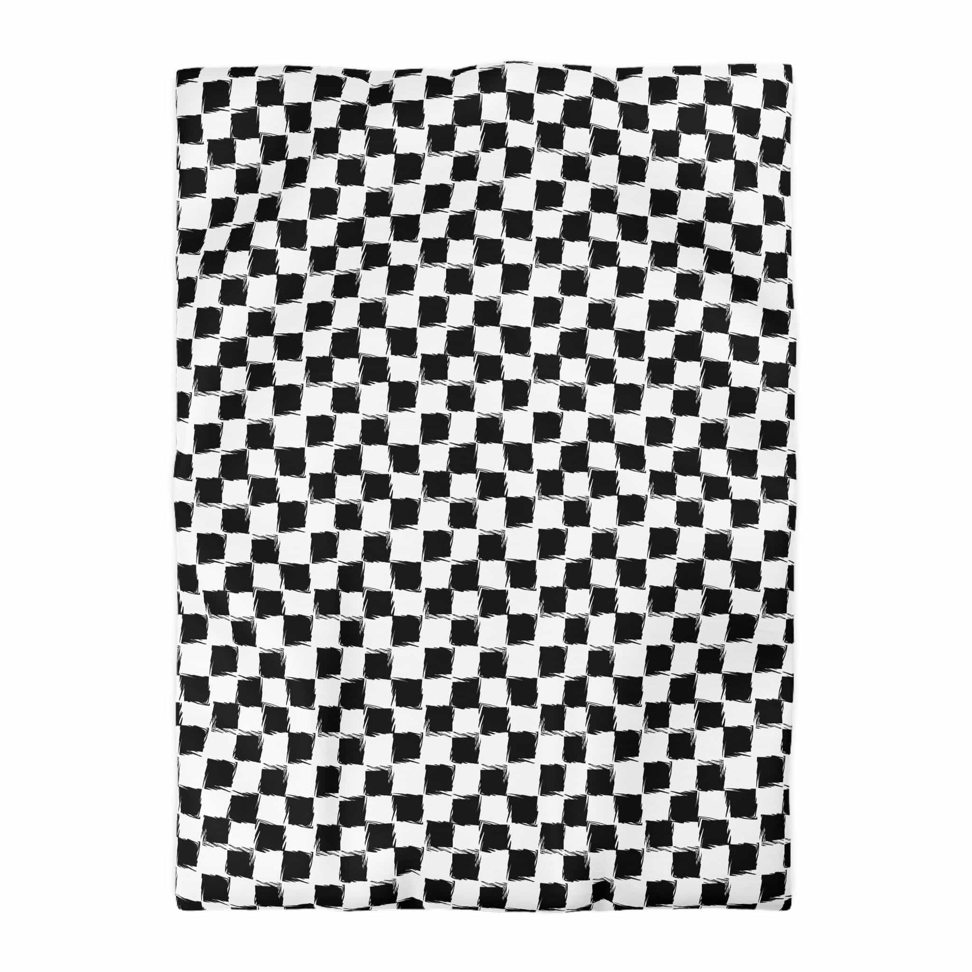 Distorted Check Microfiber Duvet Cover