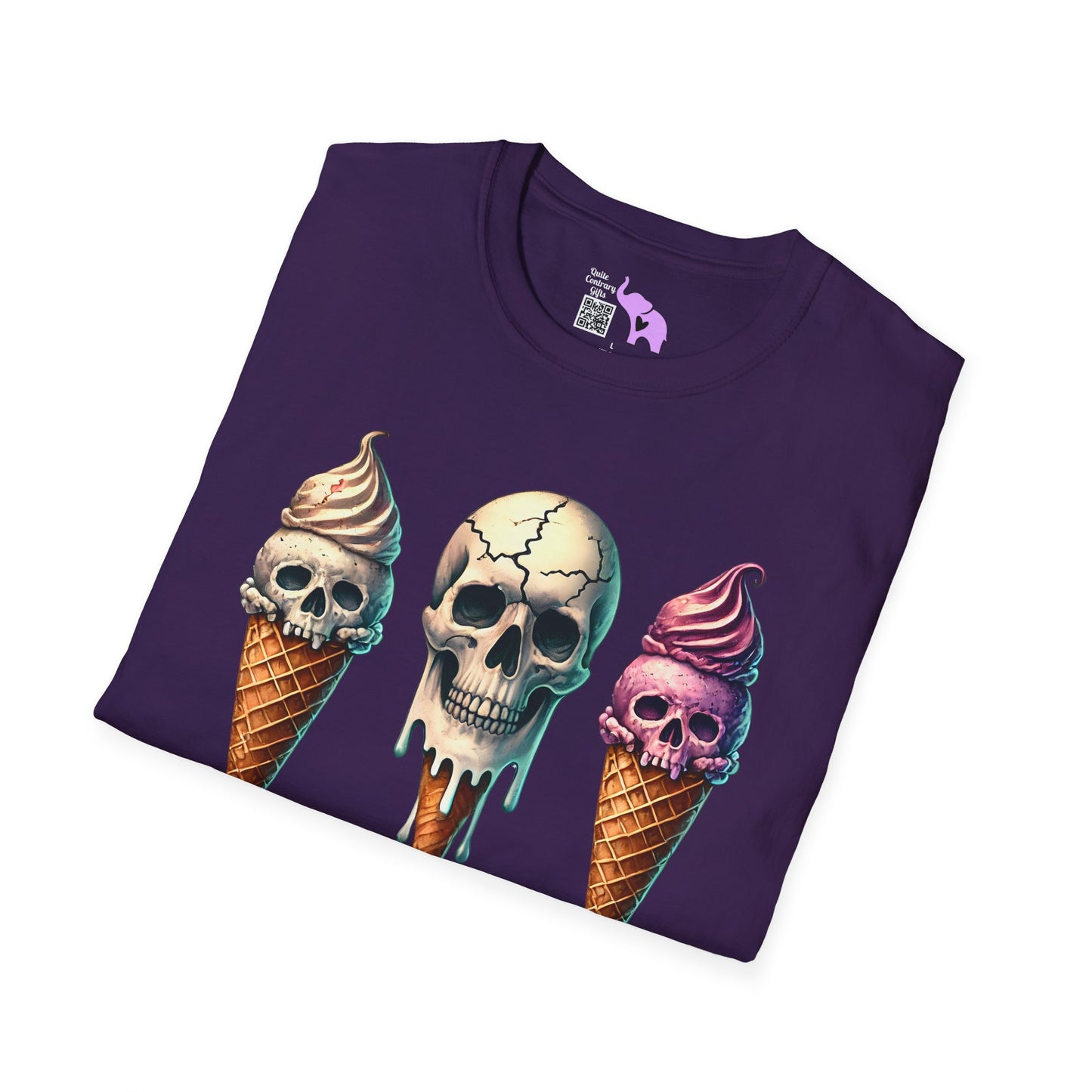 Ice Cream Cone Skull Adult T-shirt