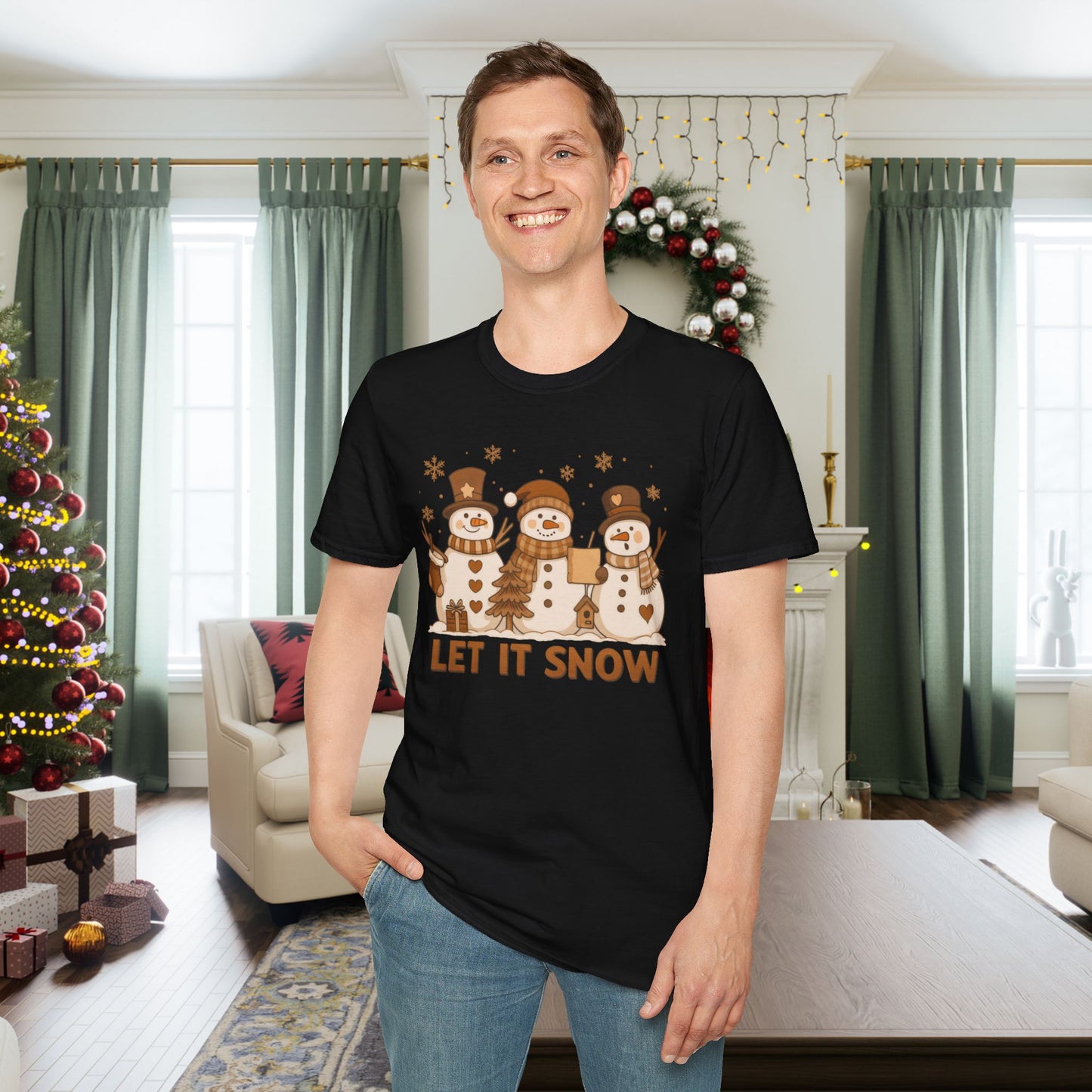 Let It Snow (Snowmen Trio) Adult T-shirt
