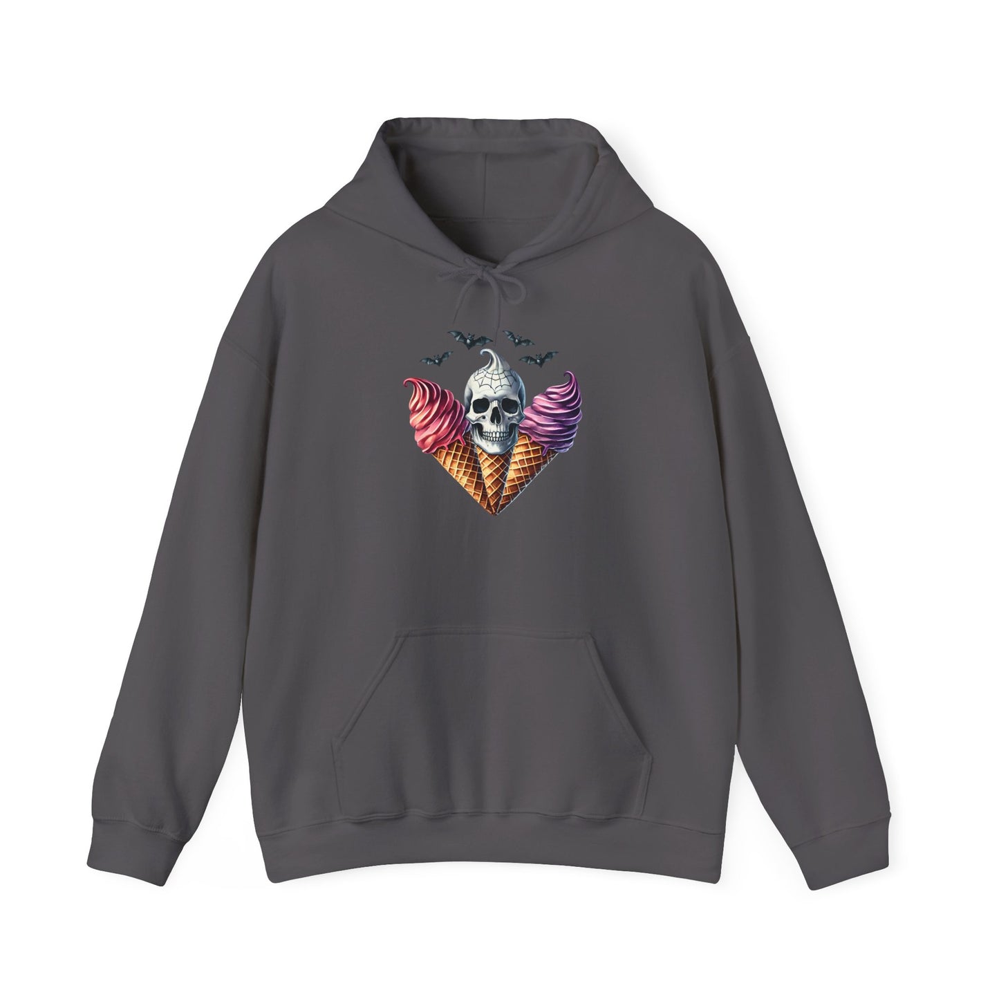Spooky Ice Cream Cones Skull w/Bats Heavy Blend™ Hooded Sweatshirt
