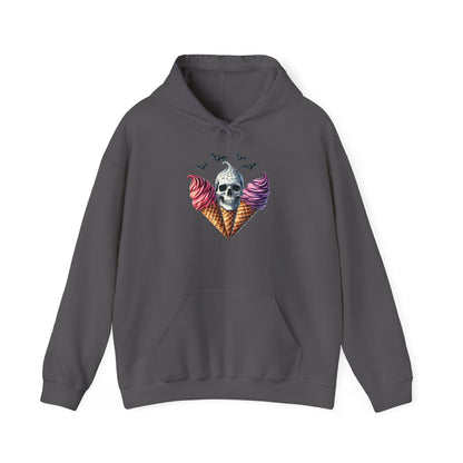 Spooky Ice Cream Cones Skull w/Bats Heavy Blend™ Hooded Sweatshirt