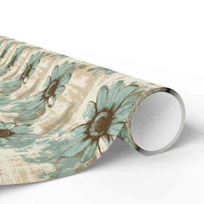 Rustic Teal Daisy Wrapping Paper