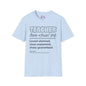 Teacher Definition: Lesson Planned, Class Unplanned, Chaos Guaranteed Adult T-shirt