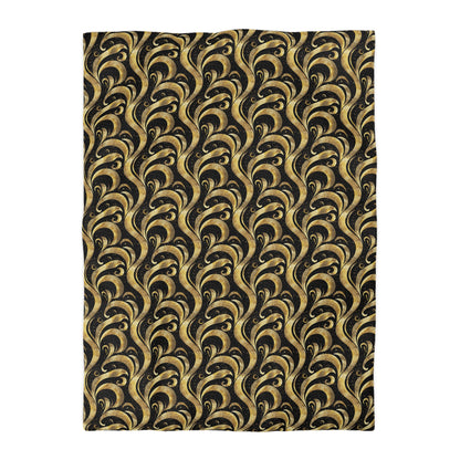 Black & Gold Luxe Swirl Microfiber Duvet Cover