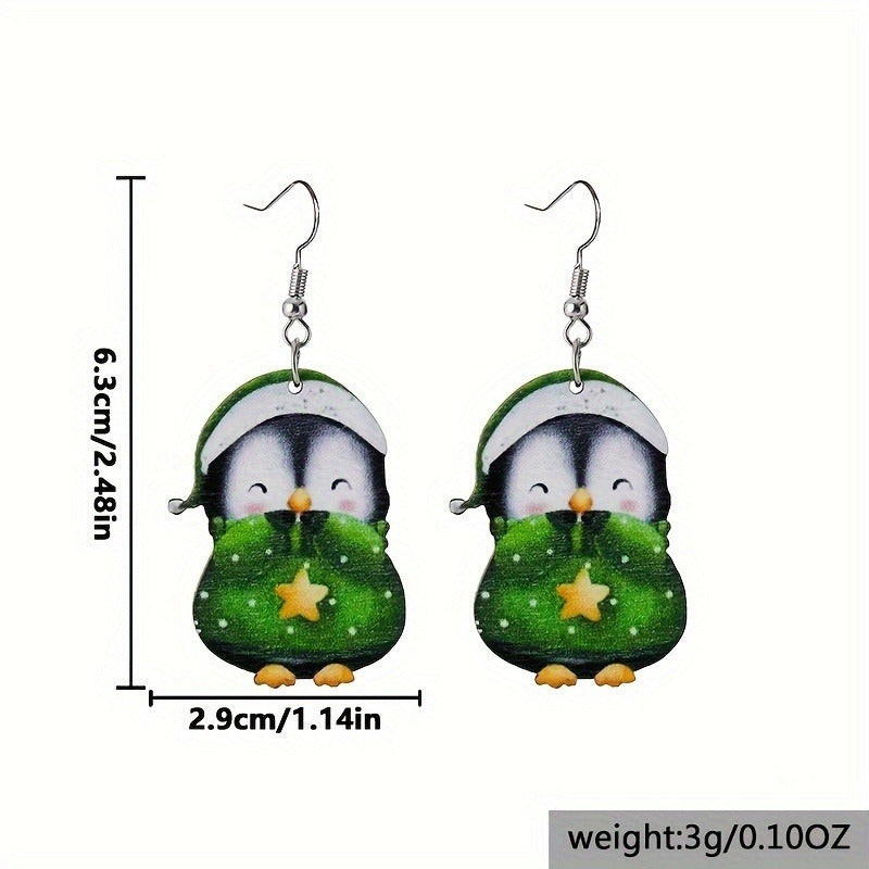 Cute Christmas Penguin Acrylic Earrings