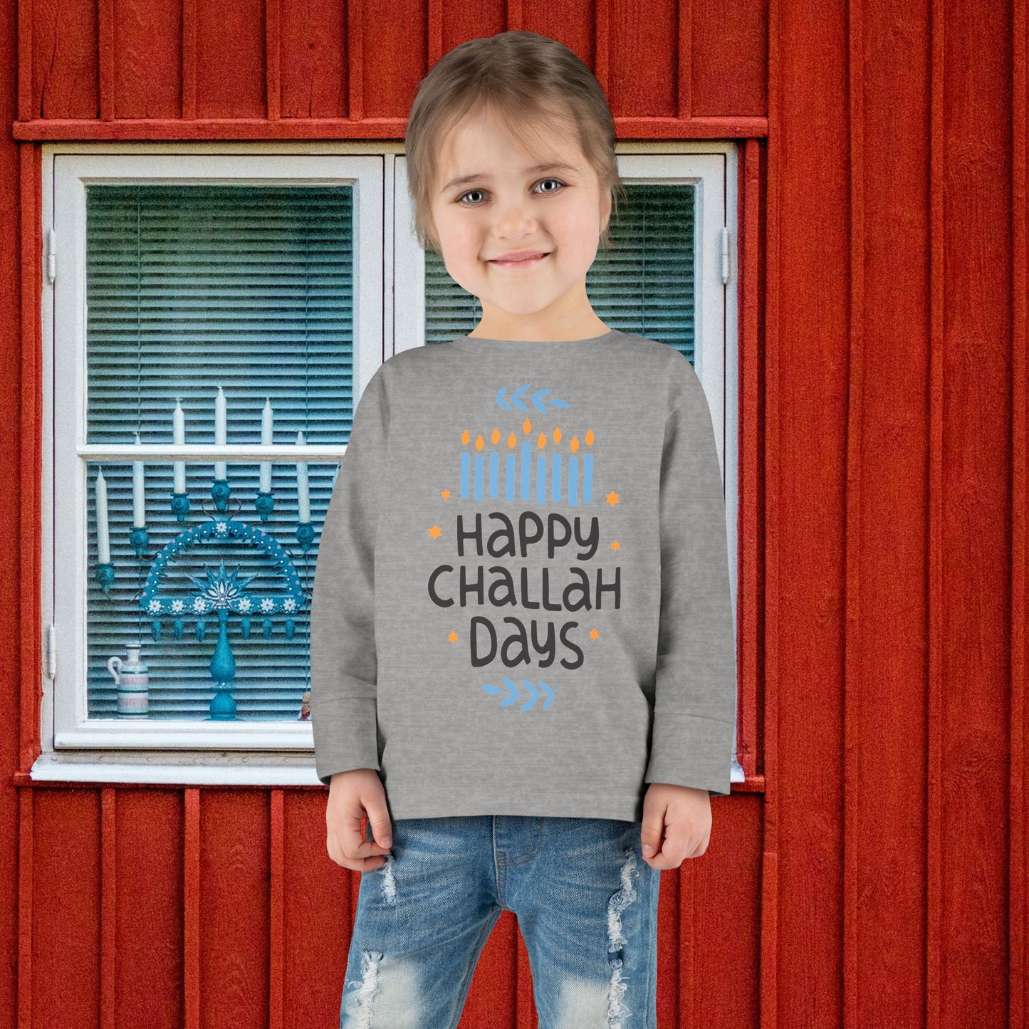 Happy Challah Days Toddler Long Sleeve Tee