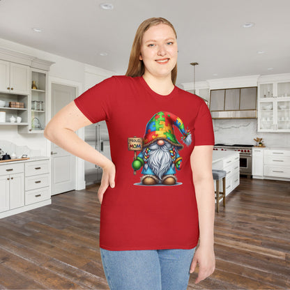 Proud Mom (Autism Awarness Gnome) Adult T-shirt