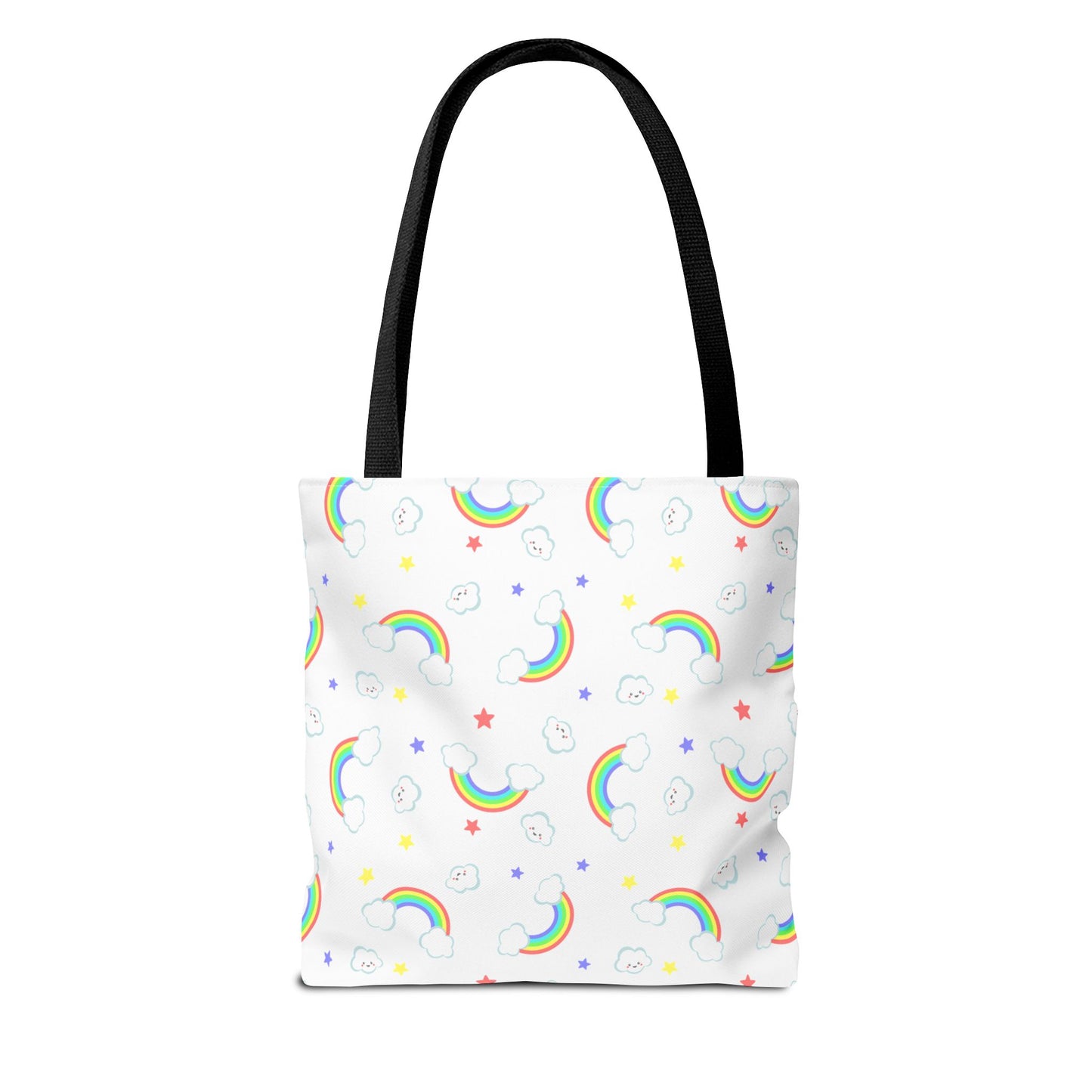 Rainbow Smiles & Stars Canvas Tote Bag