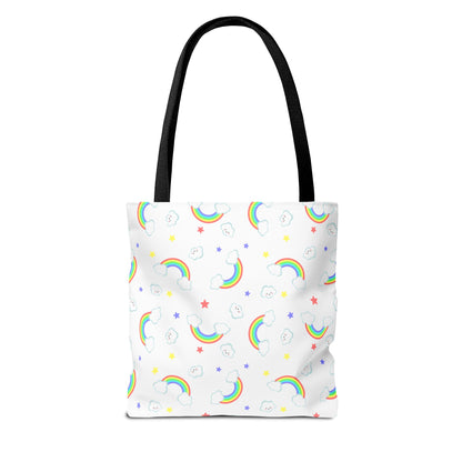 Rainbow Smiles & Stars Canvas Tote Bag