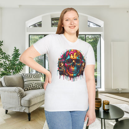 Colorful Skull & Car Adult T-shirt