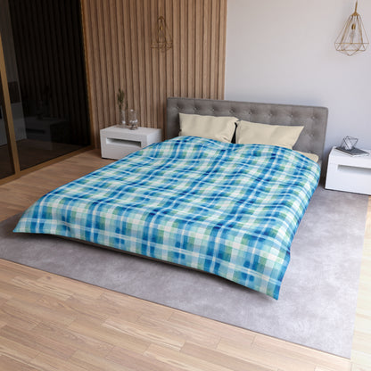 Ocean Sunset Plaid Microfiber Duvet Cover