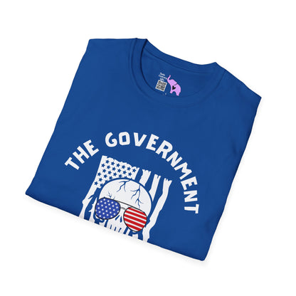 The Government is Lying To Us Skull w/Glasses Over Flag Adult T-shirt