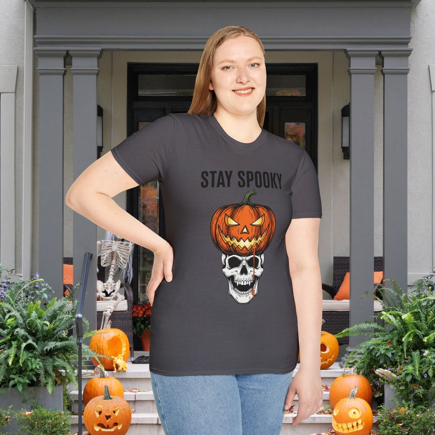 Stay Spooky (Pumpkin/Skull) Adult T-shirt
