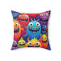 Happy Little Monsters Throw Pillow
