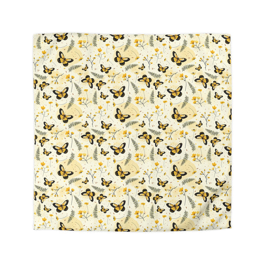 Sunlit Butterfly Bloom Microfiber Duvet Cover