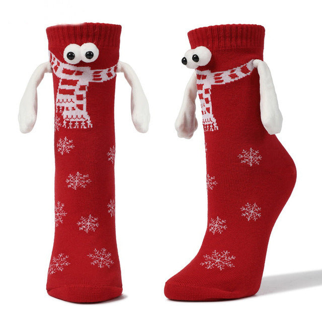 Magnetic Hand-Holding Christmas Socks
