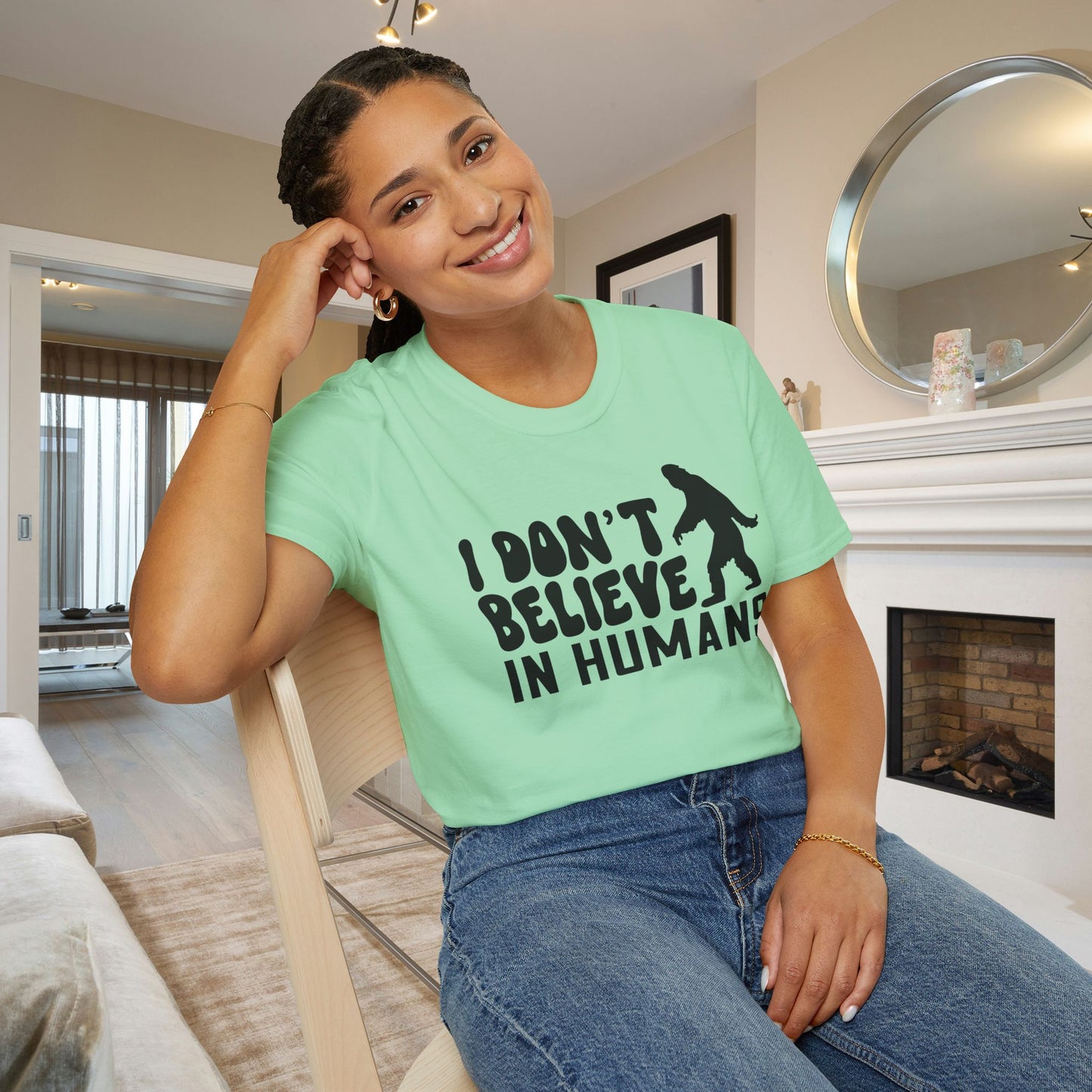 Bigfoot: I Don't Believe In Humans Adult T-shirt