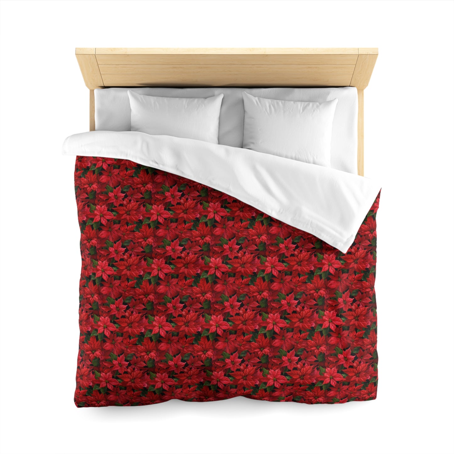 Copy of Winter Poinsettia Garden Microfiber Duvet Cover