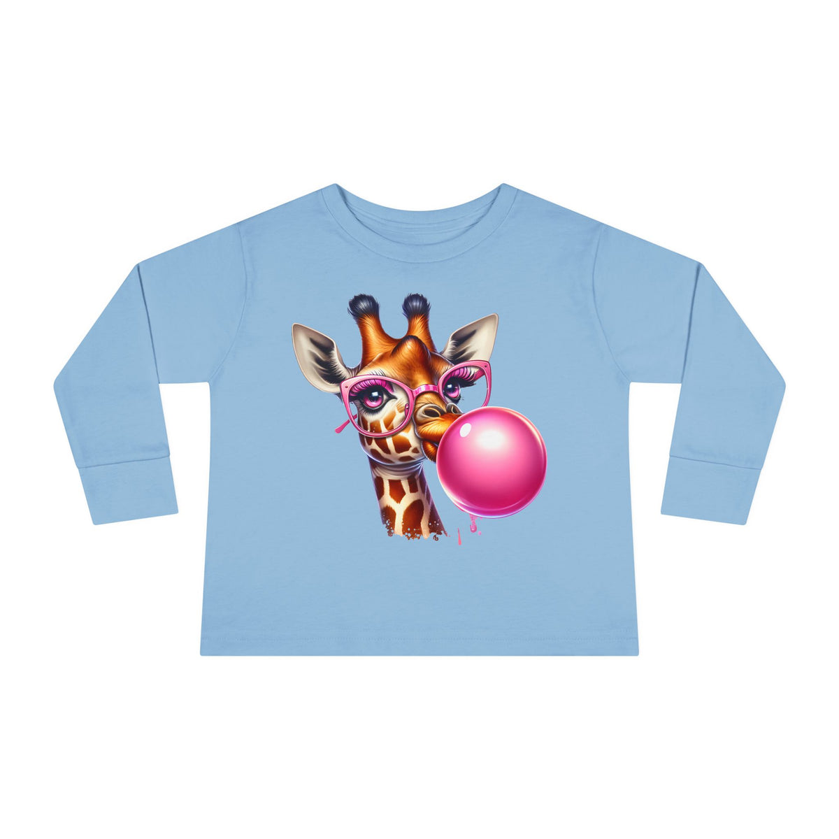 Girraffe Blowing Bubble Toddler Long Sleeve Tee