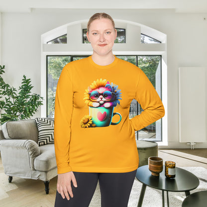 Cool Sunflower Kitten 2 Adult Long Sleeve Tee