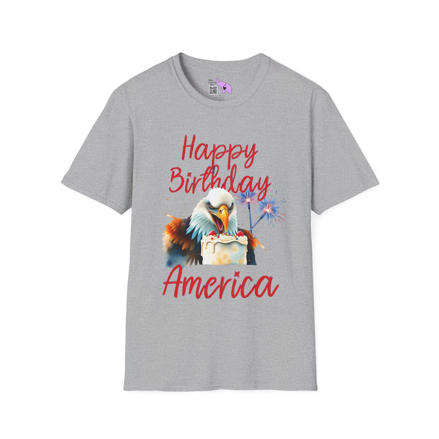 Happy Birthday America (Eagle Eating Cake) Adult T-shirt