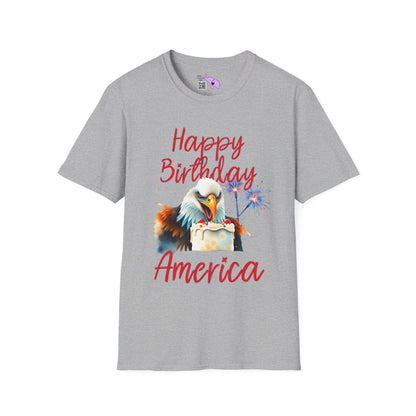 Happy Birthday America (Eagle Eating Cake) Adult T-shirt