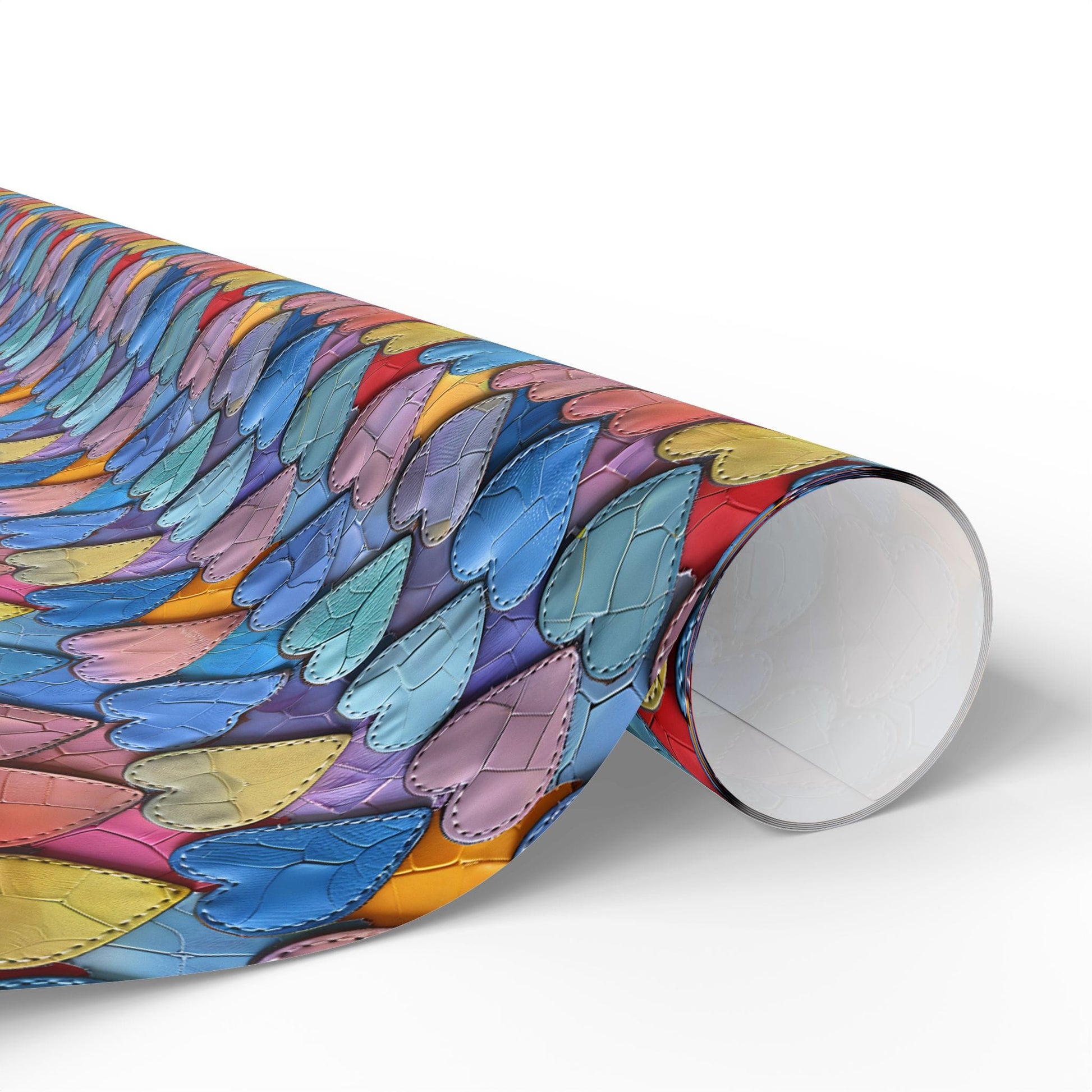 Color Pop Leather Hearts Wrapping Paper