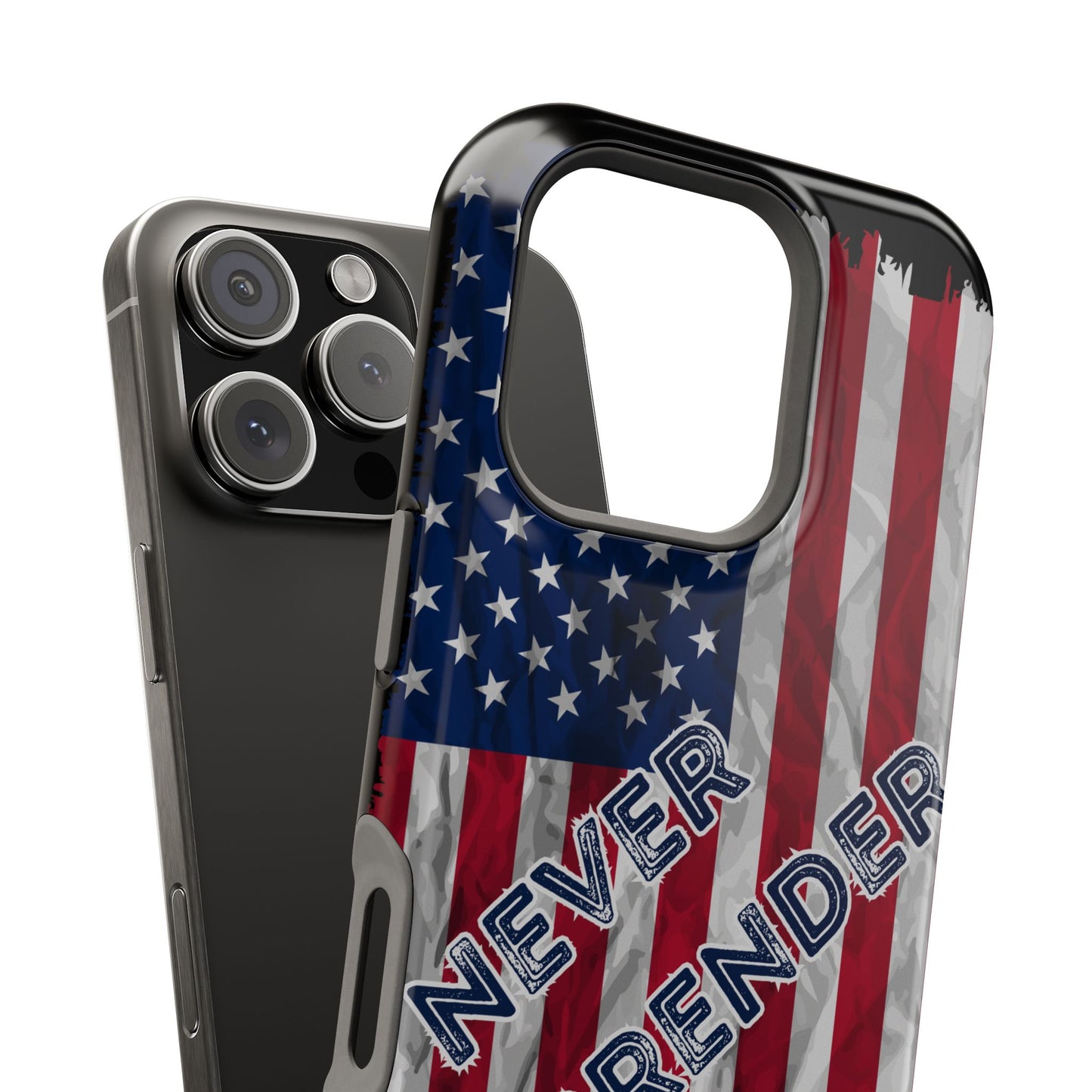 Never Surrender American Flag MagSafe® Compatible Tough Case for iPhone
