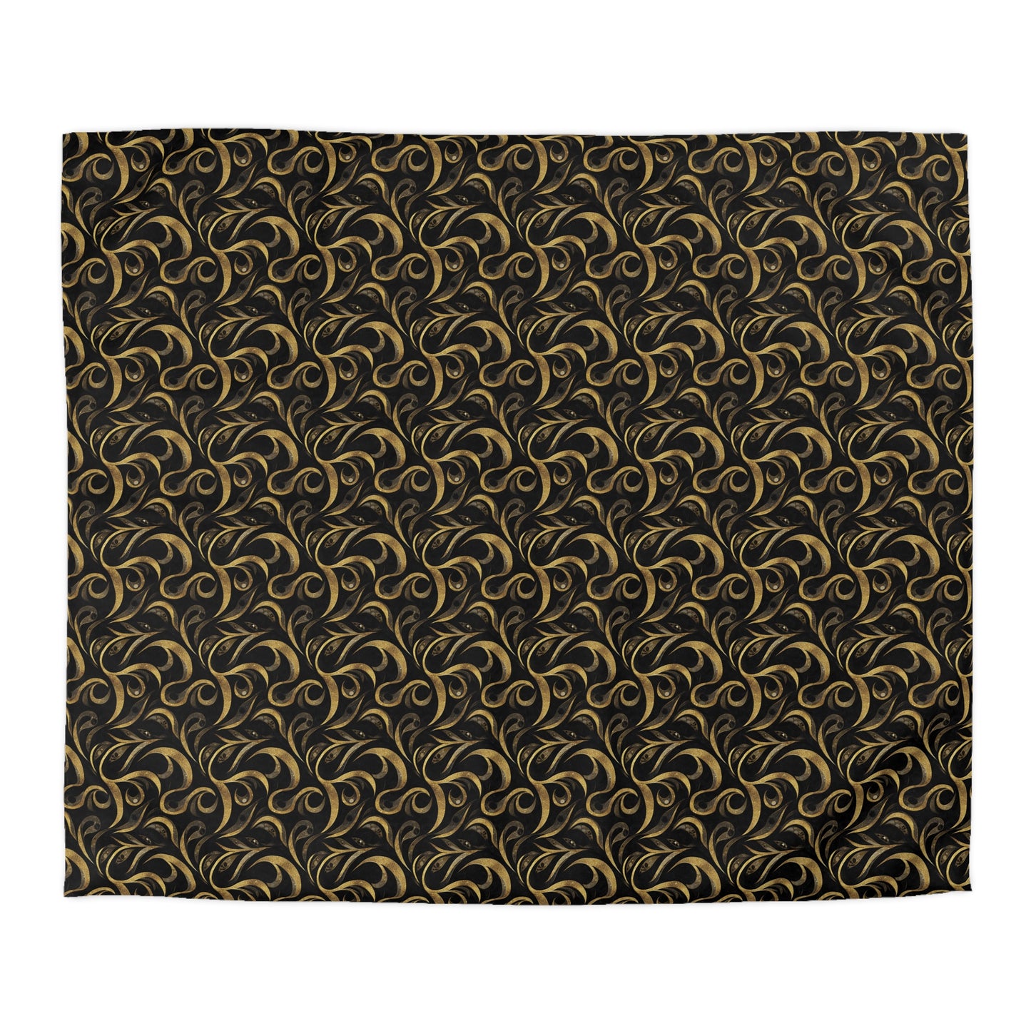 Golden Noir Swirl Microfiber Duvet Cover