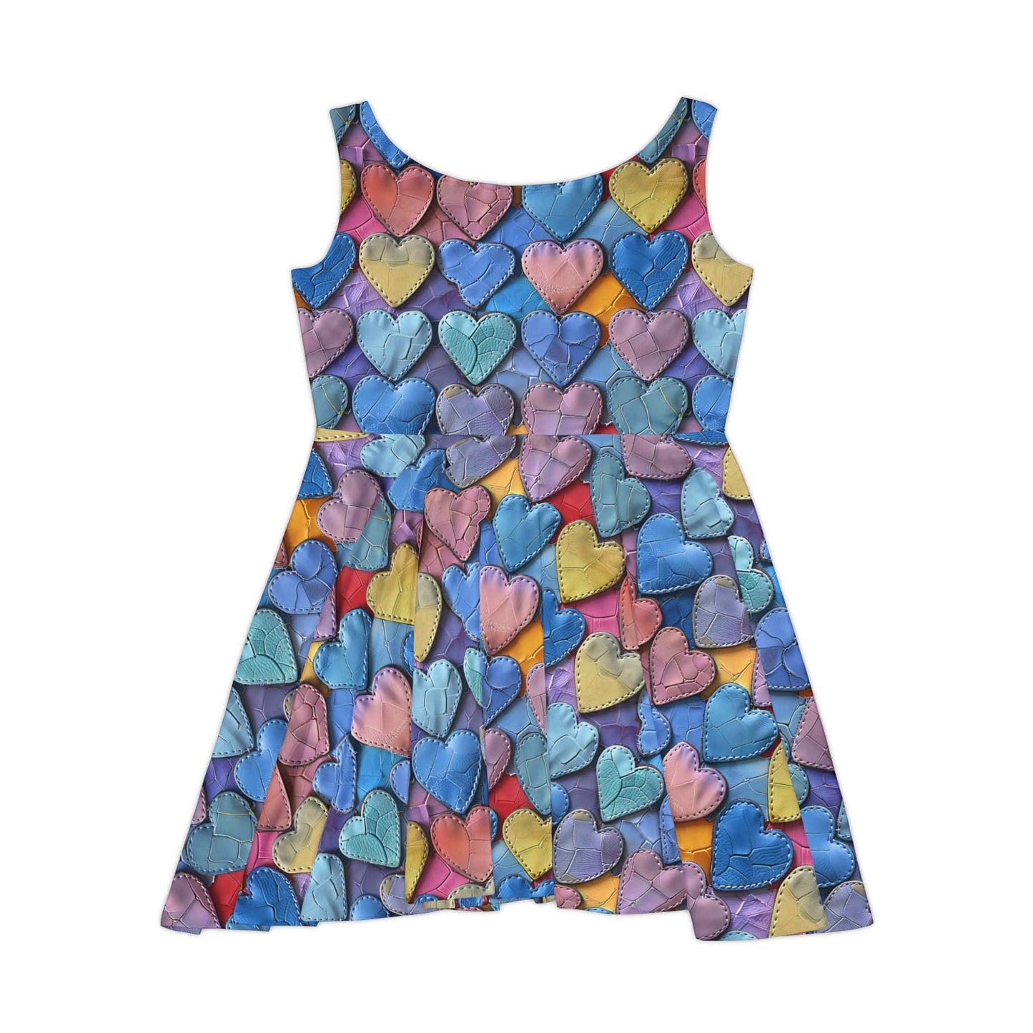 Color Pop Leather Hearts Women's Skater Dress