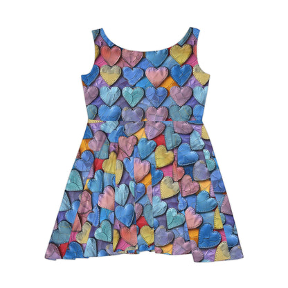 Color Pop Leather Hearts Women's Skater Dress