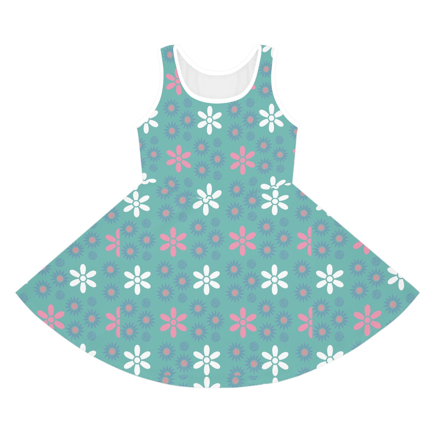 Teal Garden Blooms Girls' Sleeveless Sundress