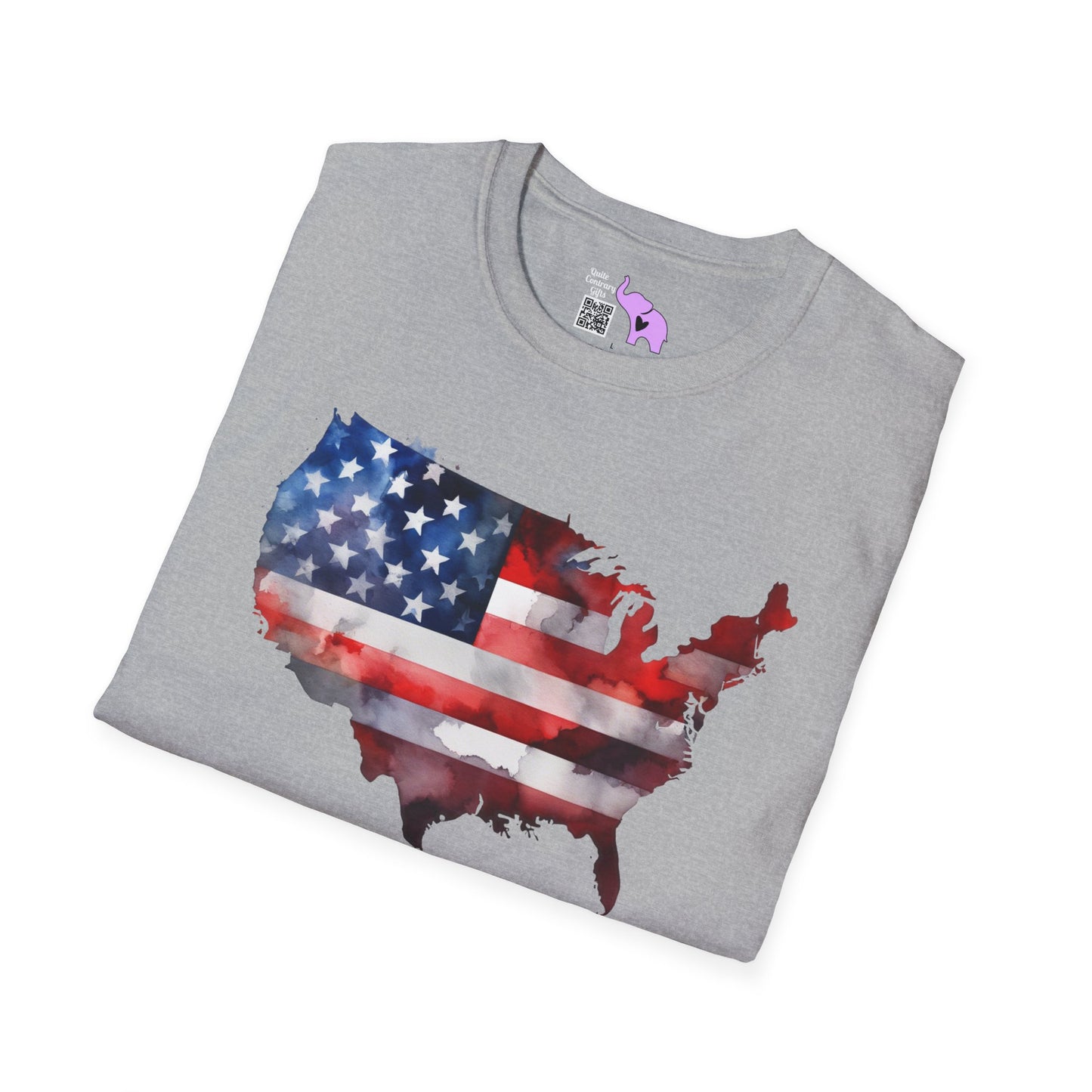 American-Shaped Flag Watercolor Adult T-Shirt