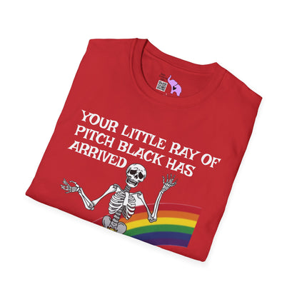 Your Little Ray of Pitch Black Has Arrived (Rainbow) Adult T-shirt