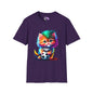 Cute Colorful Kitten w/Soccer Ball Adult T-shirt