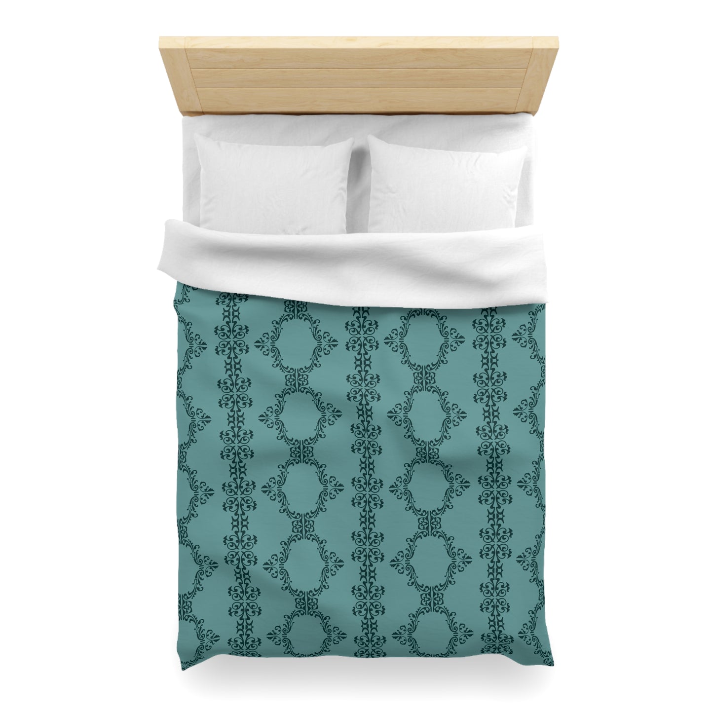 Teal Lace Pattern Microfiber Duvet Cover