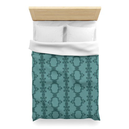 Teal Lace Pattern Microfiber Duvet Cover