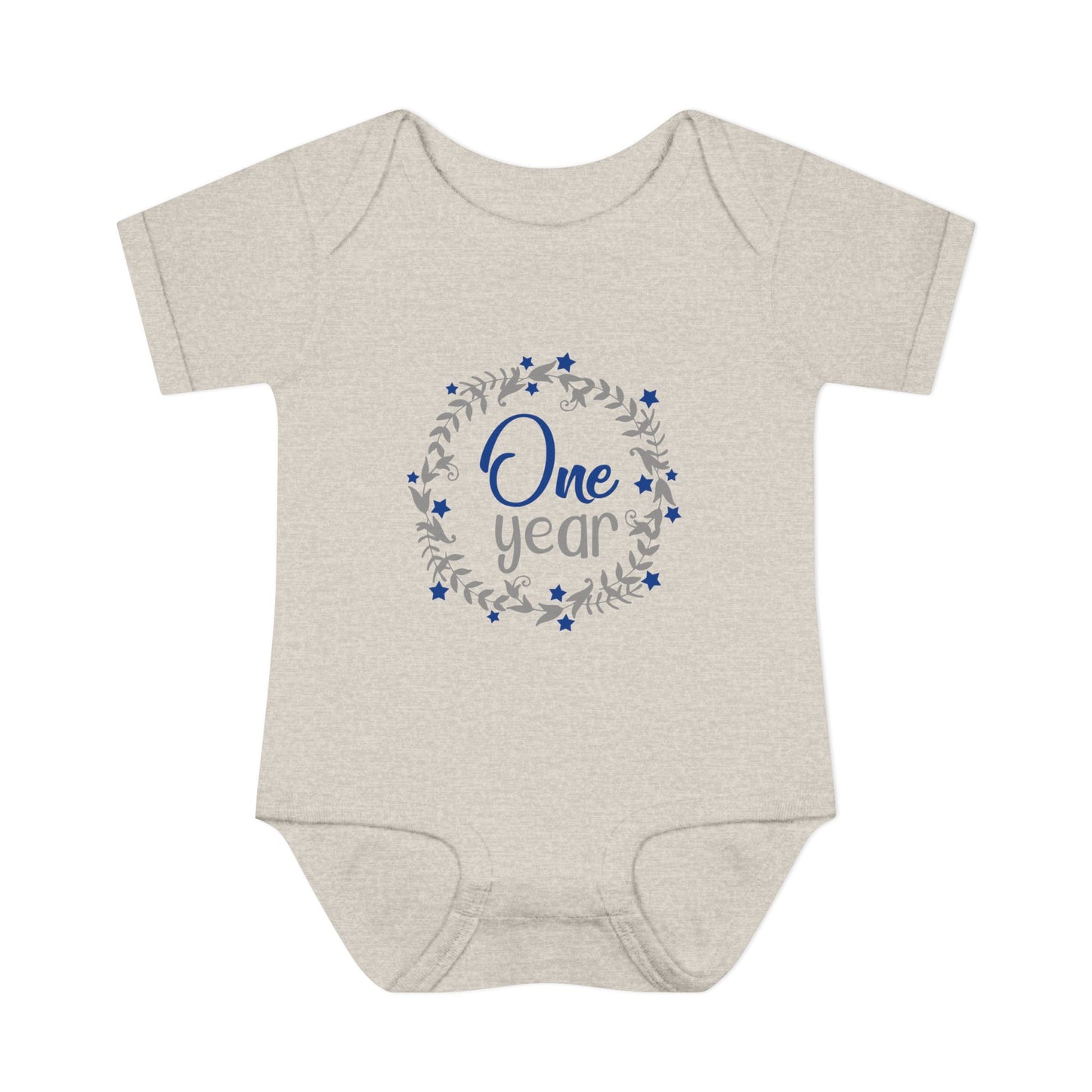 Blue Milestone Wreath Onesie-One Year
