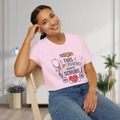 This Superhero Wears Scrubs Adult T-shirt
