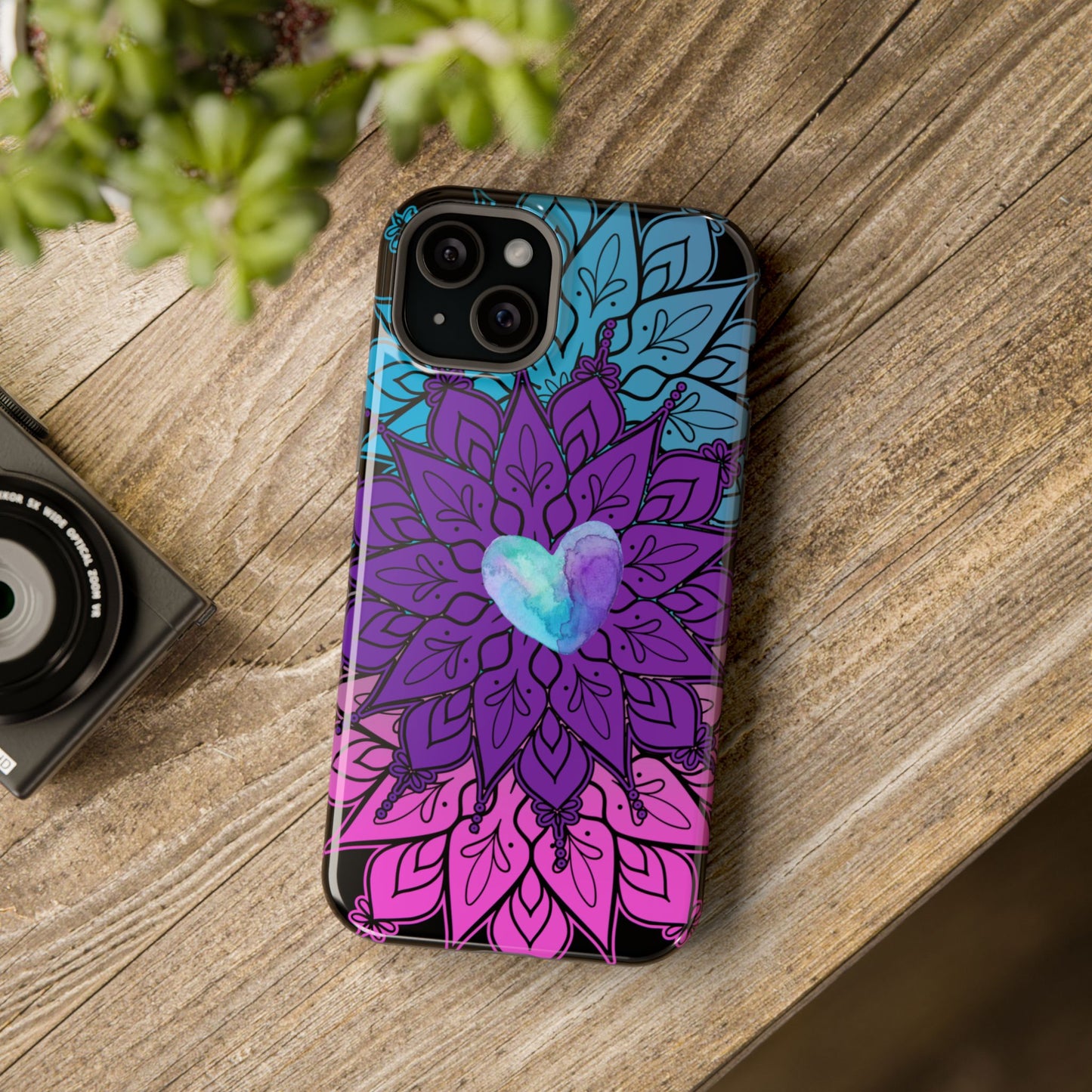 Colorful Mandala w/Heart MagSafe® Compatible Tough Case for iPhone