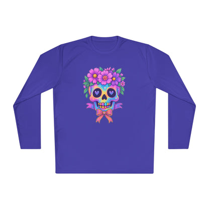 Neon Sugar Skull w/Floral Crown Adult Long Sleeve Tee