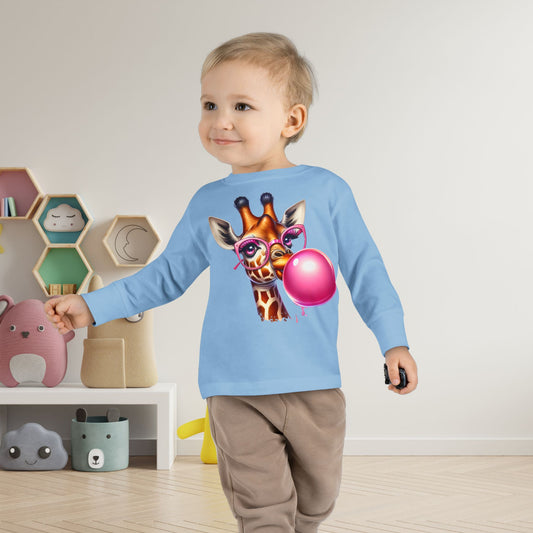 Girraffe Blowing Bubble Toddler Long Sleeve Tee