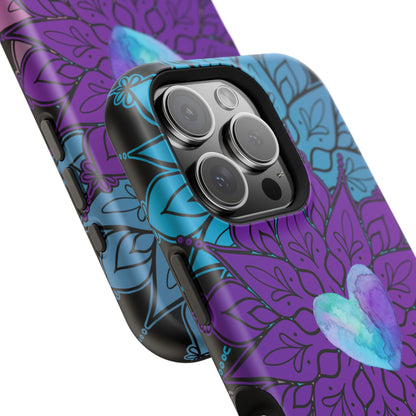 Colorful Mandala w/Heart MagSafe® Compatible Tough Case for iPhone