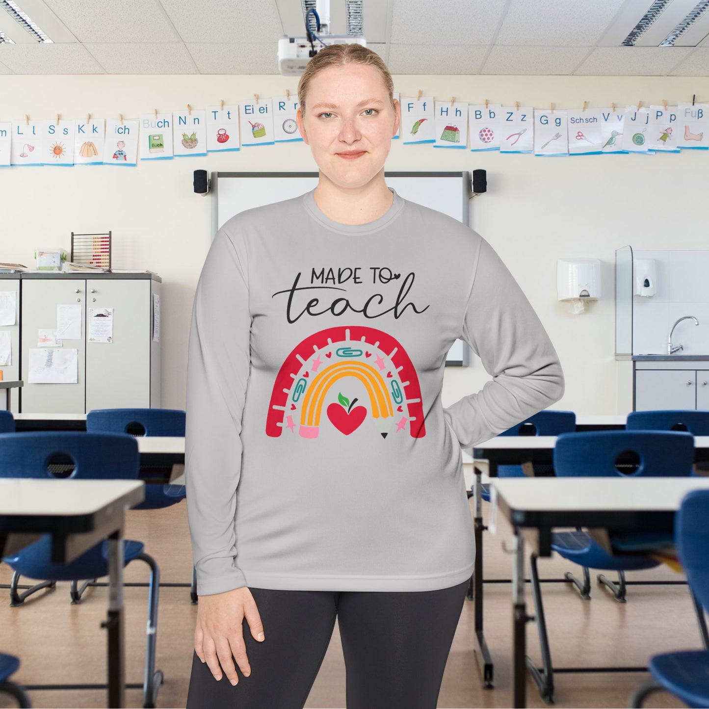 Made to Teach Rainbow Adult Long Sleeve Tee